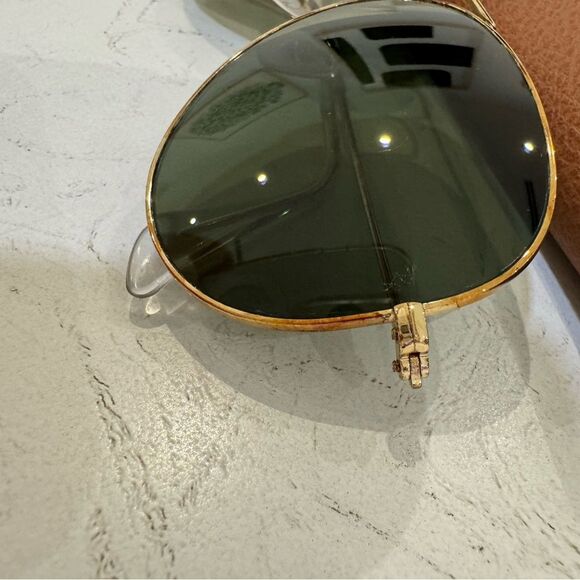 RAY-BAN RB3025 Original Polarized Aviator Sunglasses Gold fram Green Lenses - Picture 4 of 11